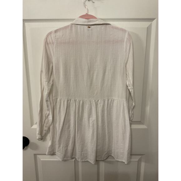 PQ White Gauze Swim Water Lily Tessa Deep V-Neck Tunic, XS/S - Picture 10 of 11